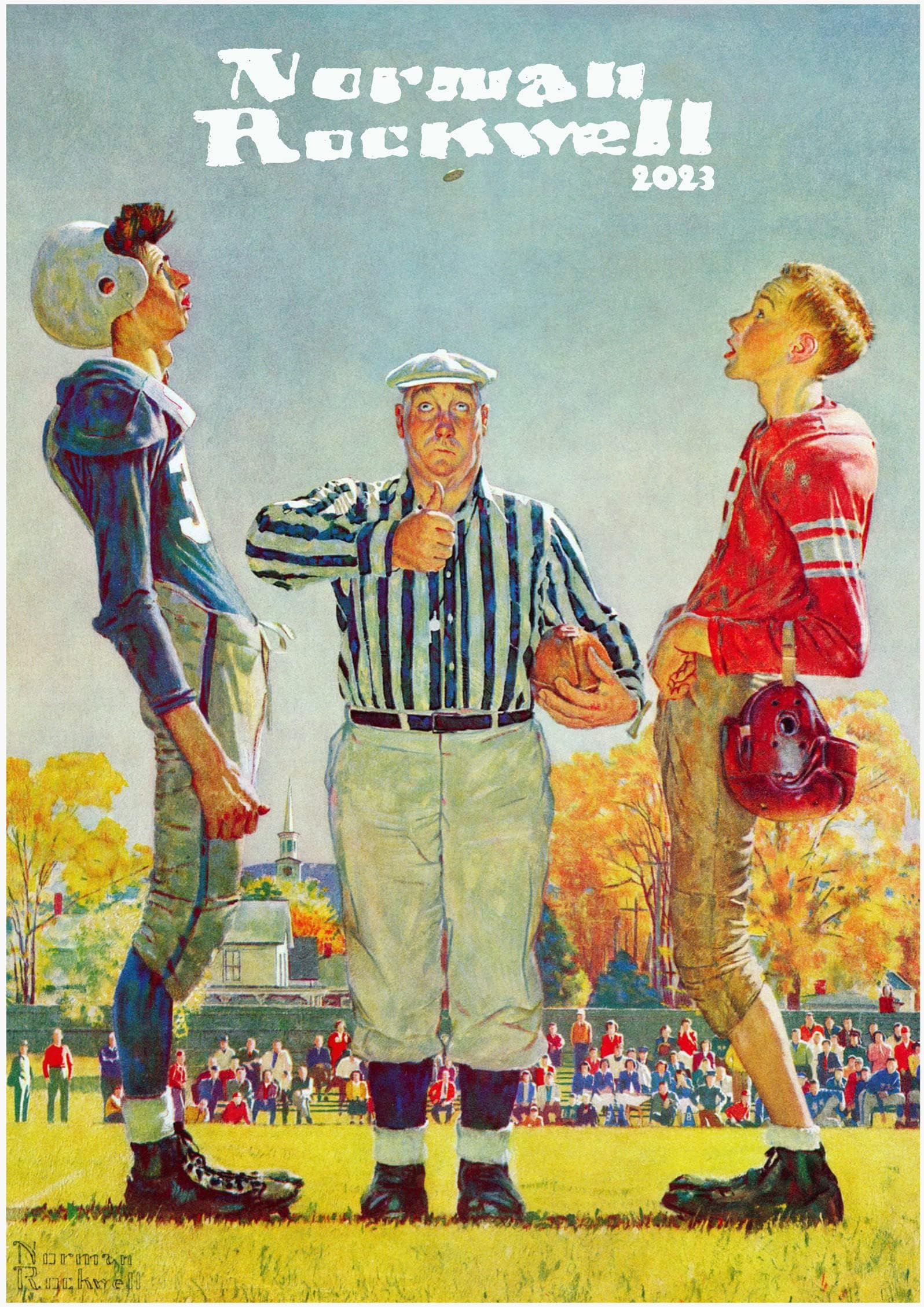 PIXILUV 2023 Wall Calendar [12 pages 8"x12"] Sport and Football by Norman Rockwell Vintage Magazine Illustration Americana