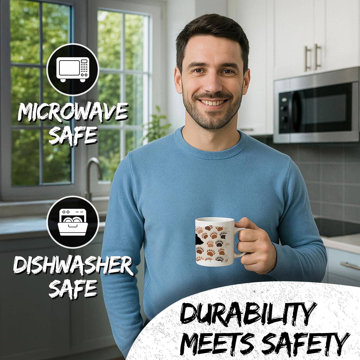 Papa Bear Ceramic Coffee Mug 11oz Father Dad Gift - Tea Coffee Mug with Comfortable Grip - Unique Fun Gift White Cup for Office or Home - Vibrant Long-Lasting Print ID44991 - Image 4