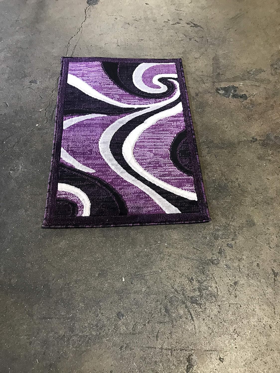 Modern Door Mat Contemporary Area Rug Purple Black Gray & Grey Americana Design 144 (2 Feet X 3 Feet)