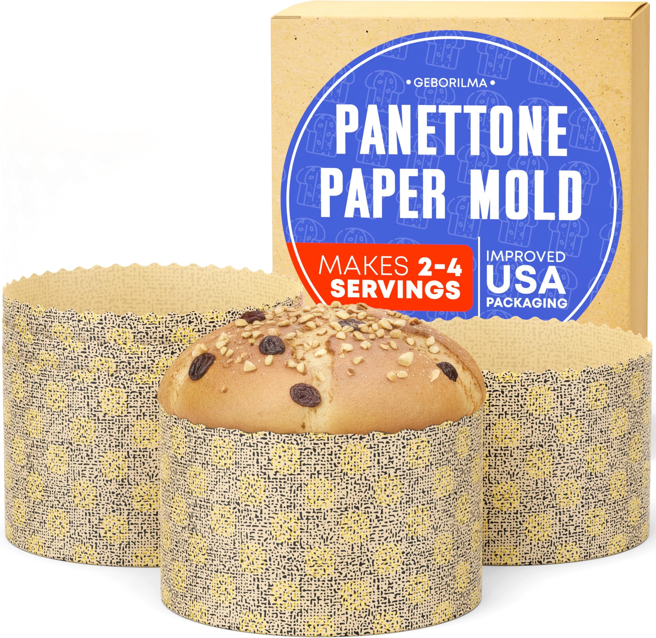 Durable Panettone Paper Mold Medium - 18 oz Disposable Panettone Pan for Cake and Bread - 5 in Panettone Molds for Baking 500 g - Easter Bread Paper Mold Paska 3 pack