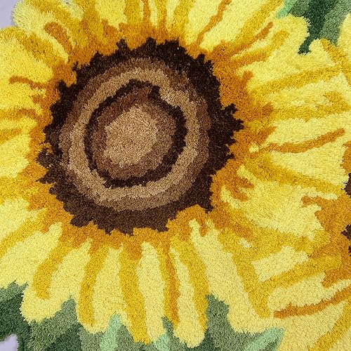 Miniatura 7 de USTIDE Tapete de área de girasol, tapete de flores amarillas, bonito tapete para baño y cocina, tapete hecho a mano, lavable, floral (23.6 x 35.4