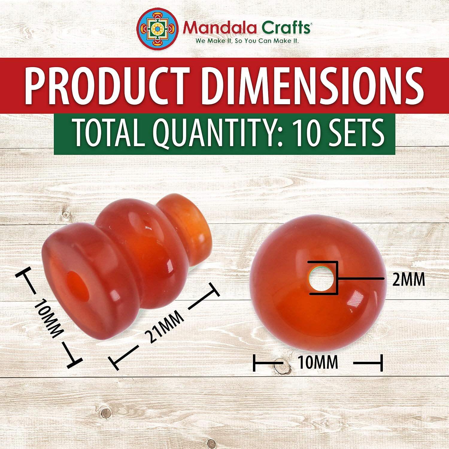 Mandala Crafts Simulated Agate 3 Holes Guru Beads for Malas Making, 10 Sets image 4