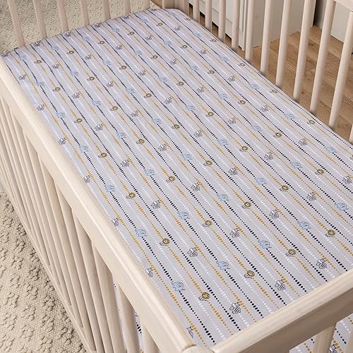 Miniatura 8 de Sammy & Lou Zambia - Juego de sábanas bajeras de microfibra para cuna, se adapta a colchones estándar de cuna de 28 x 52 pulgadas totalmente