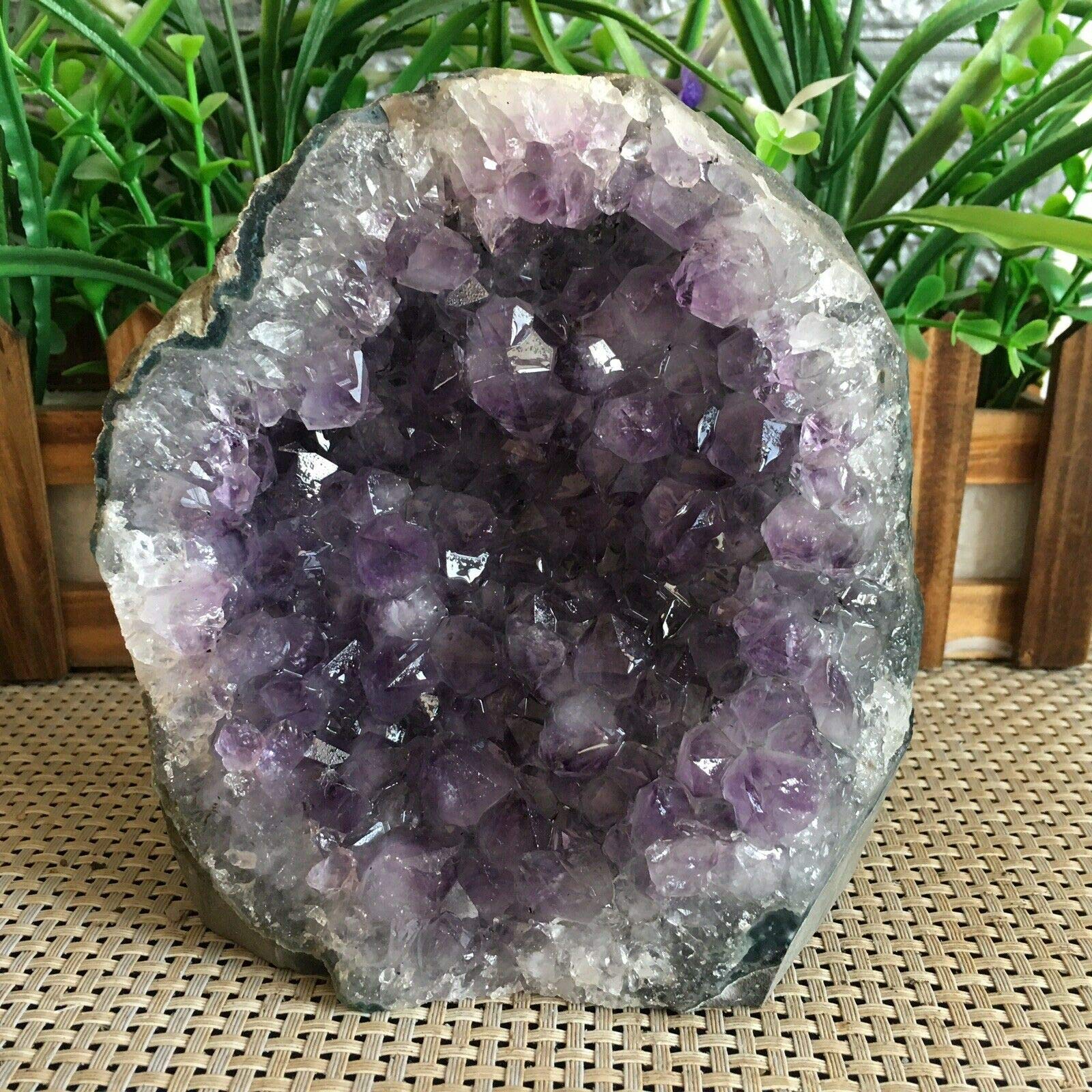 1.43kg Brazil Natural Amethyst Geode Purple Quartz Cave Cathedral