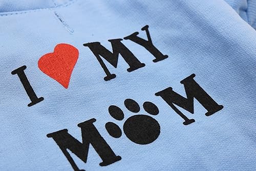 Miniatura 7 de DroolingDog Camisetas para perros con texto en inglés "I Love My Mom", ropa para perros pequeños, talla L, gris