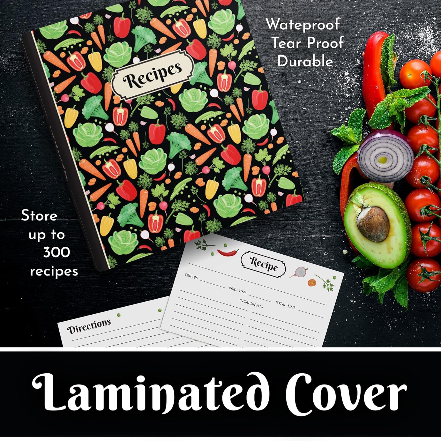 Buy Black Recipe Binder 3 Ring Binder Set, Recipe Notebook with 50