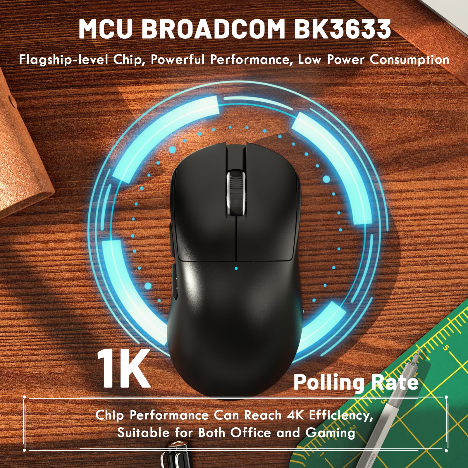 Mouse Gaming Wireless LexonElec MAGIC-REFINER X2 – 53g, 24K DPI, 1000Hz, Tripla Modalità (BT/2.4G/USB) Per PC E Mac