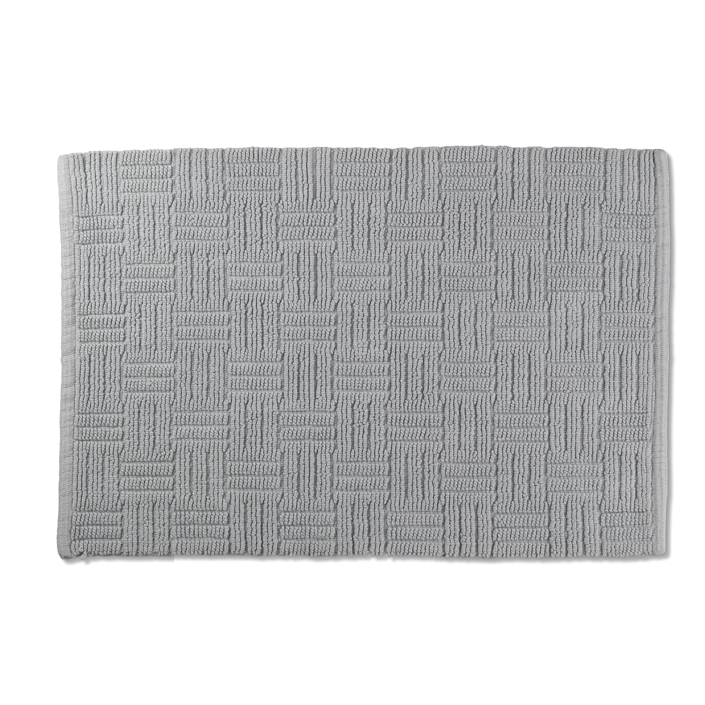kela Leana Non-Slip Bath Mat, 50 x 80 cm, Grey Bathroom Rug, Washable, 100% Cotton, Woven Look Bath Mat, Rock Grey