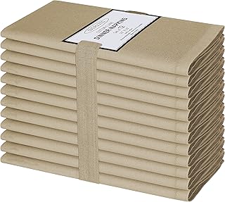 Cotton Clinic Cloth Dinner Napkins - Perfect Everyday Use Table Napkins - Soft Durable Washable - Ideal for Party Wedding Christmas Easter - Set of 12-20x20 inches Ivory Beige Napkins