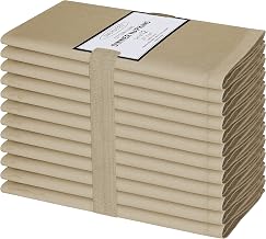 Cotton Clinic Cloth Dinner Napkins – Perfect Everyday Use Table Linen – Soft Durable Washable – Ideal for Party Wedding Farmhouse Christmas Easter – Set of 12 (20x20 in/Beige)