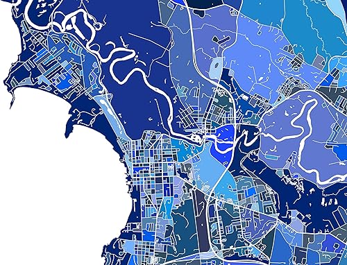 Miniatura 6 de Burlington Vermont Map Print 8x10, Burlington Poster 24x36, Handmade Blue Geometric Burlington Wall Art Prints, Burlington Vermont Wall Decor by