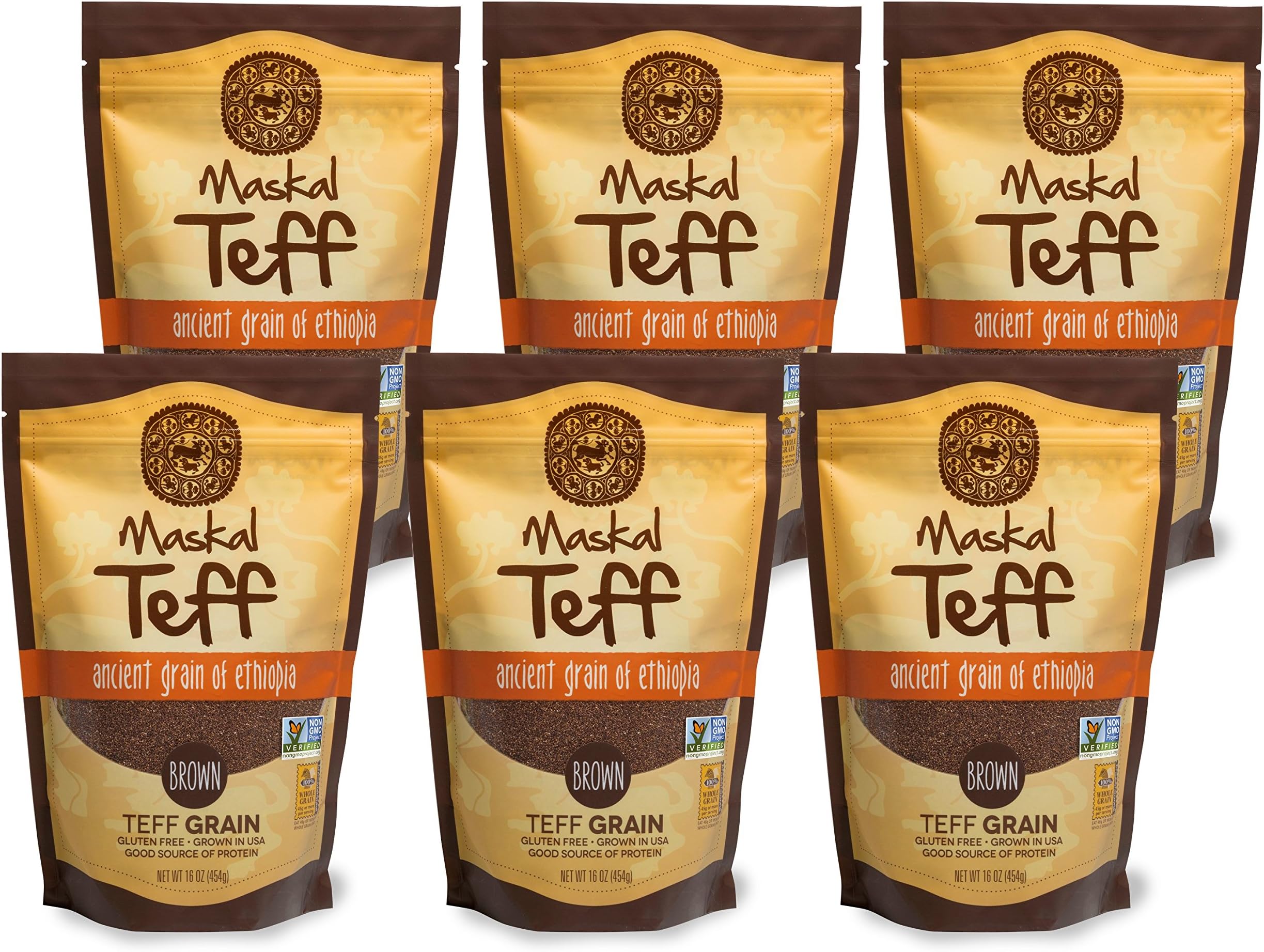 Maskal Teff Brown Teff Grain, 16 Ounce (6 pack)