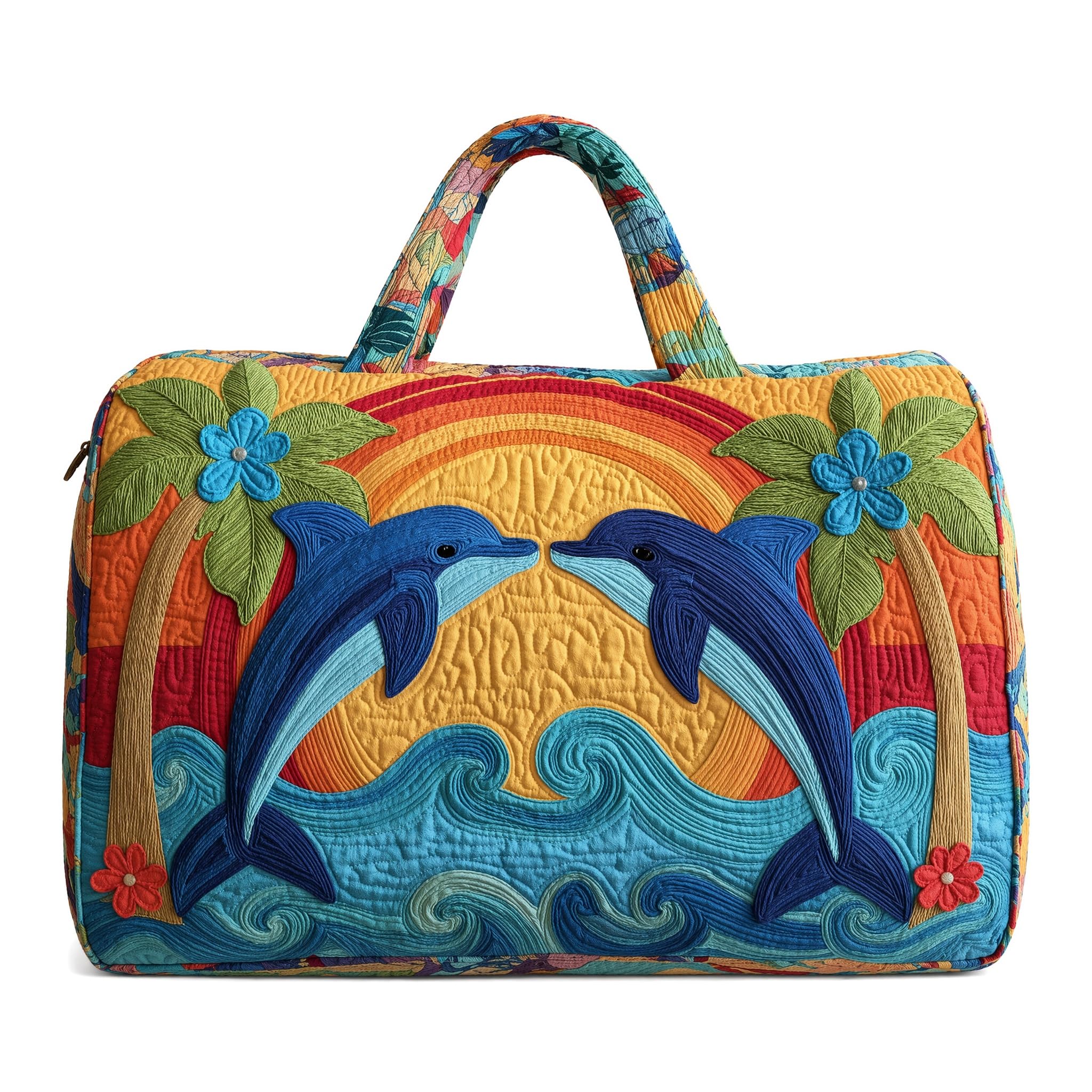 Ocean Quilted Duffle Bag for Women，Travel Beach Portable Weekender Tote Bag (O,L(18″Lx9″Wx9″H)) — image 1