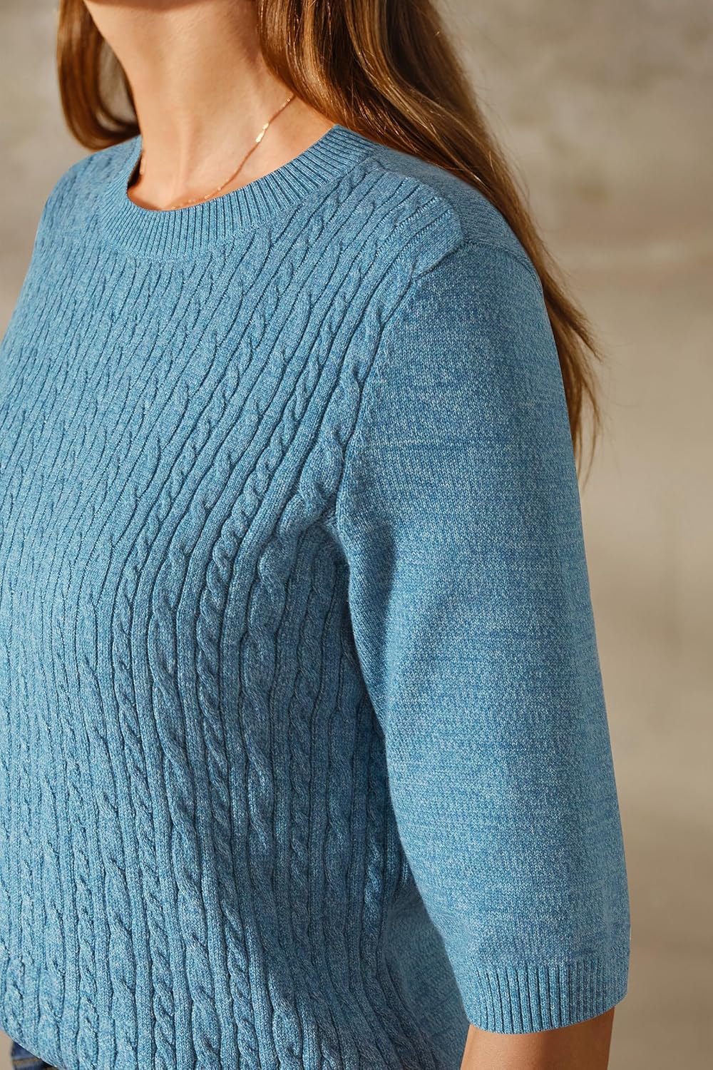 Arach&Cloz Women's Wool Blend Old Money Cable Knit Elbow Sleeve Sweaters 2025 - Image 6