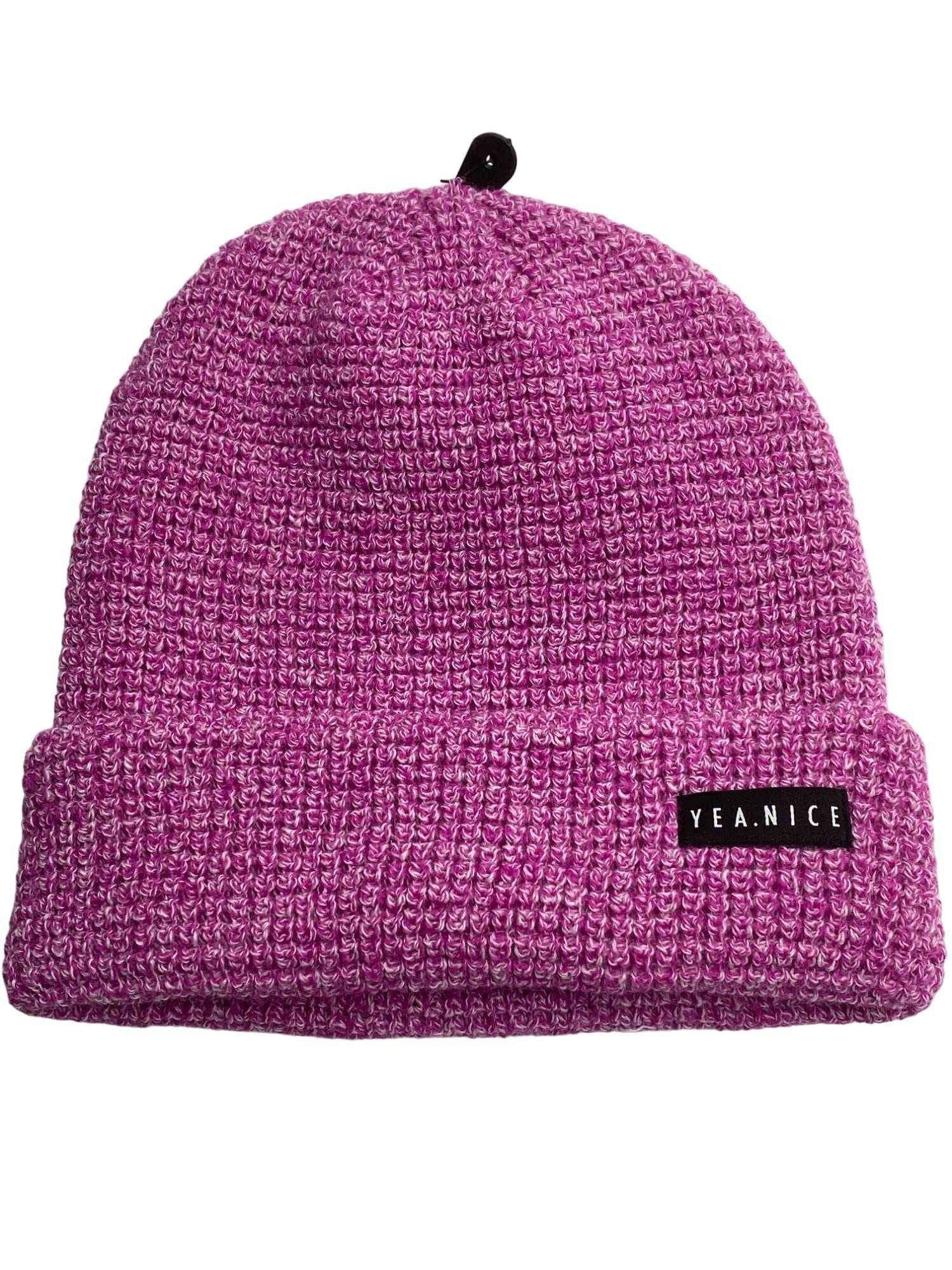 Yea.Nice Beanie Soft Acrylic Folded Waffle Weave Beanie Hat Cap (Raspberry Pink)