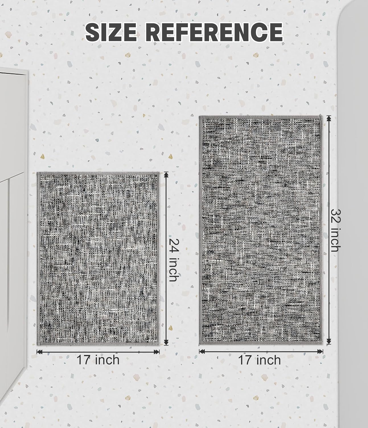 YIHOUSE Bathroom Rugs Sets 2 Pieces, Ultra Thin Non Slip Washable Bath Mat Sets, Absorbent Quick Dry Bath Mats for Bathroom Floor, Grey