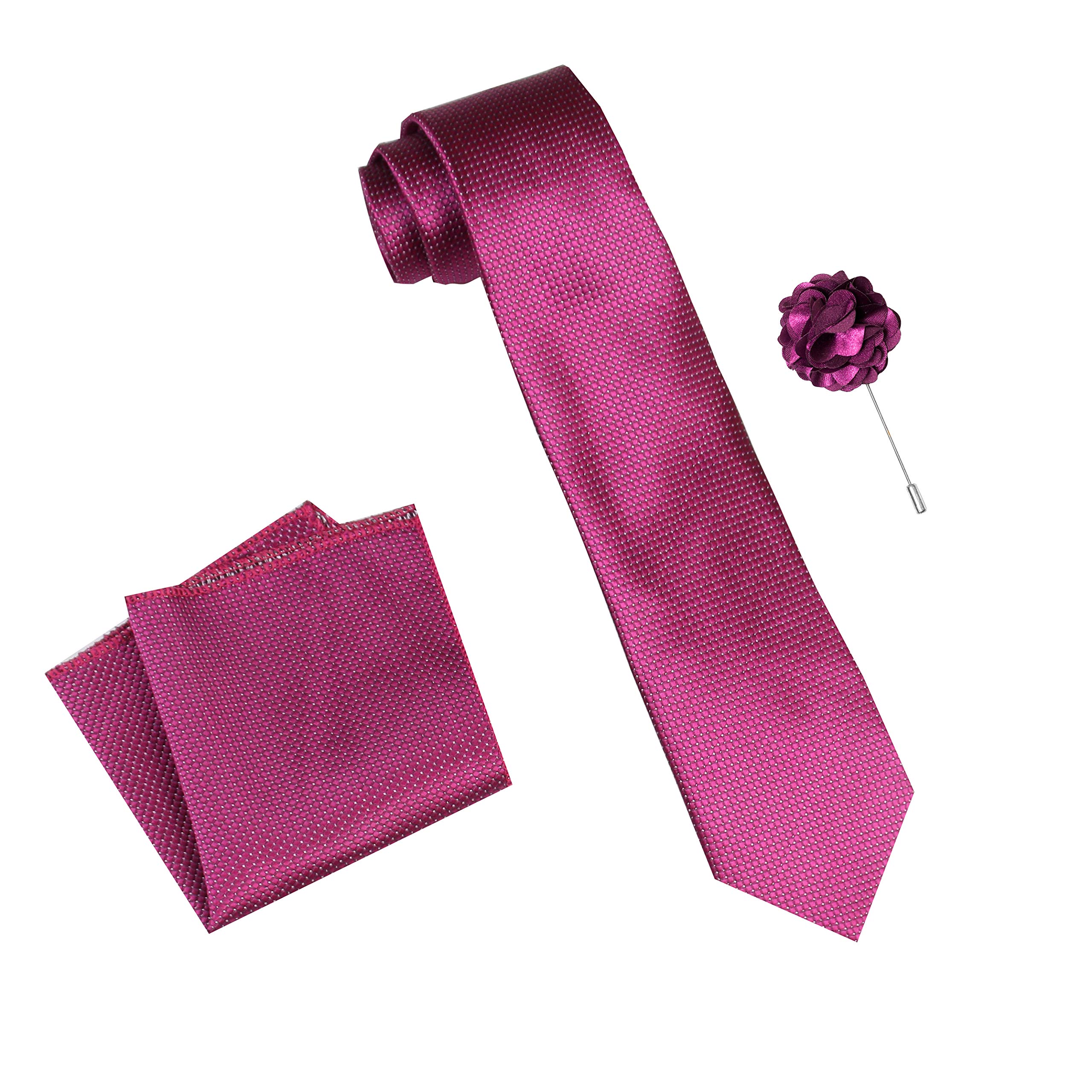 rizoro Tie for Men – Dotted Silk Neck Ties Set with Cufflinks Flower Pin, Pocket Square & Black Gift Box, Combo Necktie Sets for Office Wear, Formal Suits & Weddings (0, A10RS)-picture-42