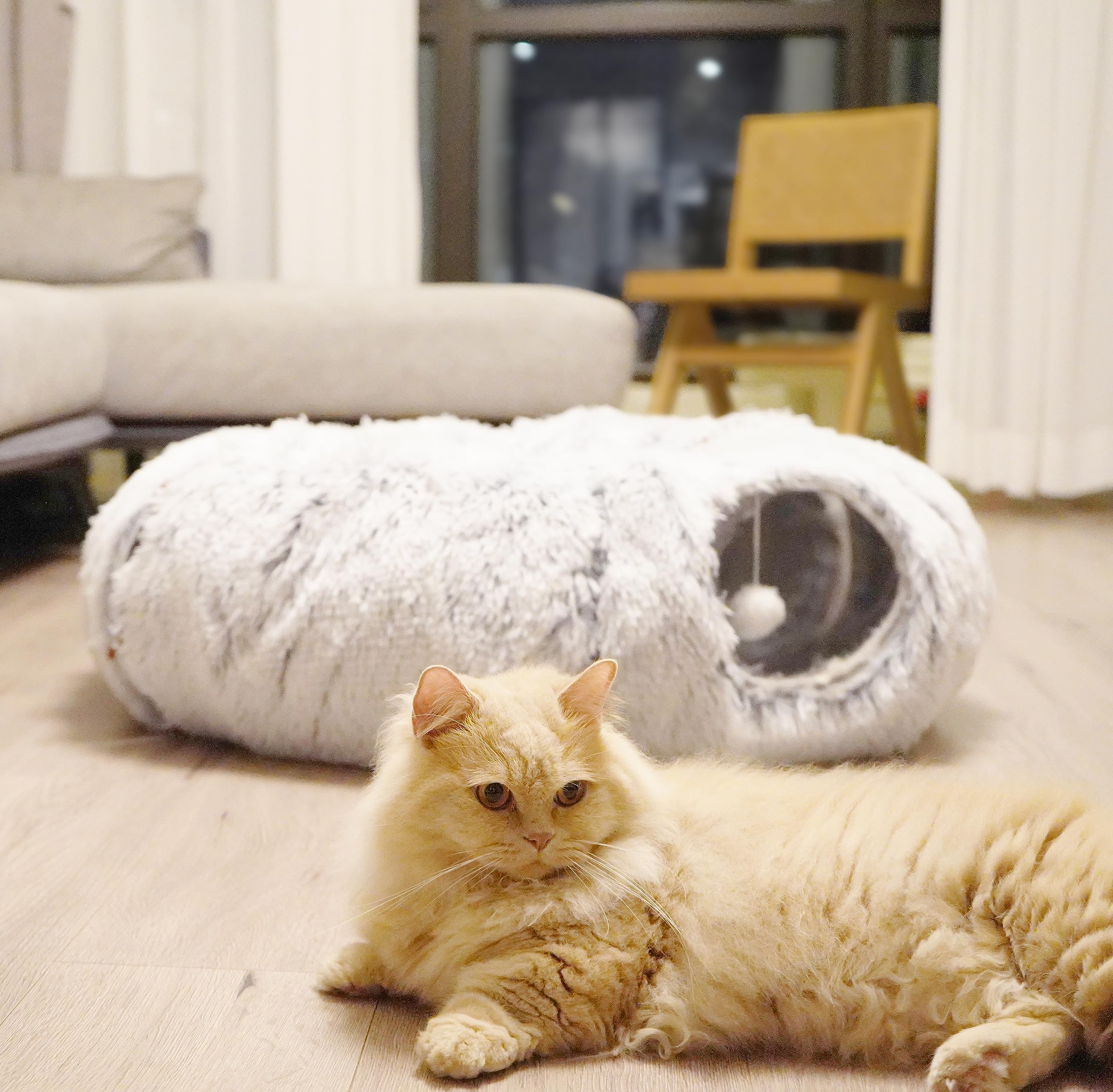 Letto a Tunnel per Gatti, Tunnel per Gatti Grandi, Grigio Chiaro