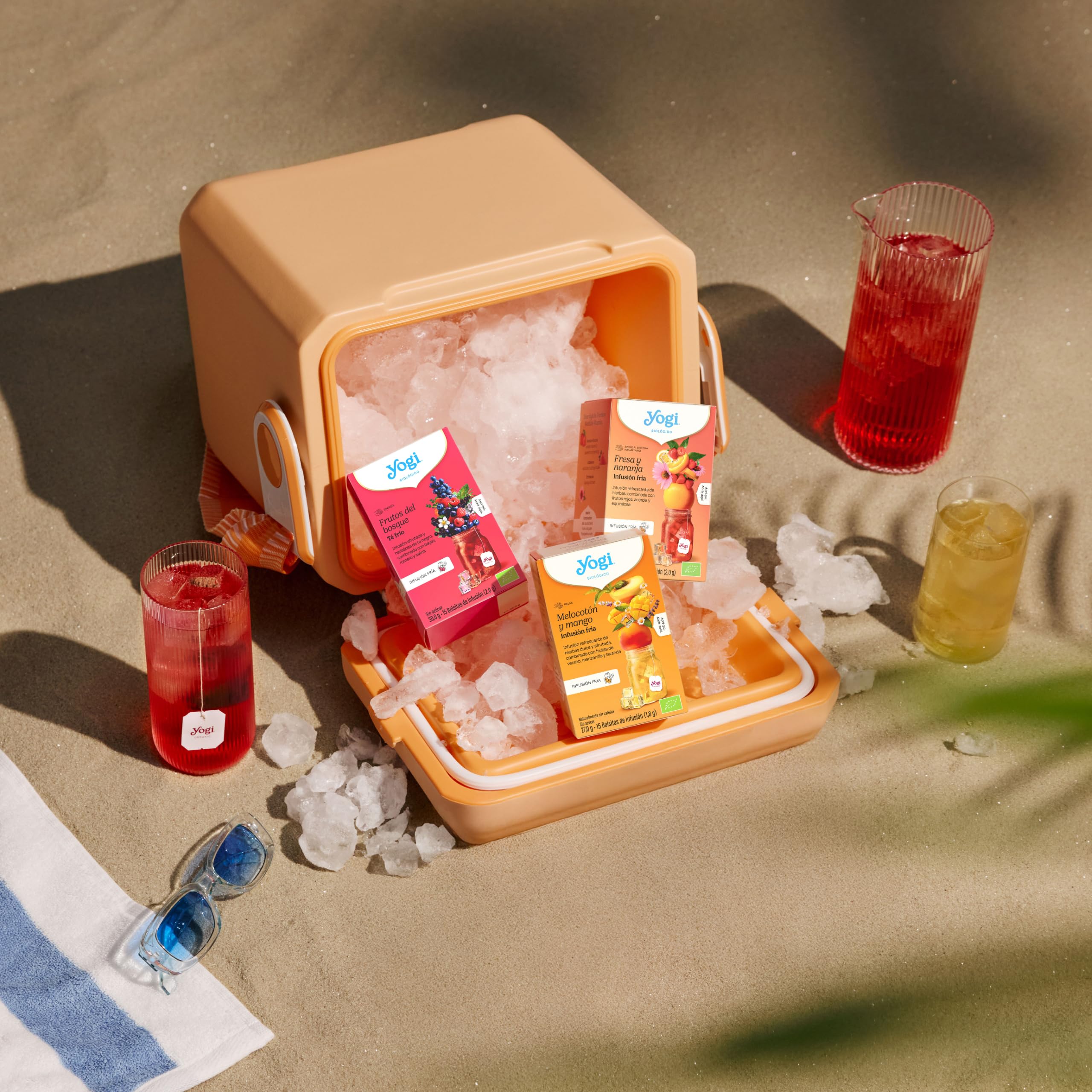 Yogi Tea Cold Brew Melocotón y Mango - Infusión Fría Natural, 15 Bolsitas, Bebida Refrescante Sin Azúcar, Té Helado Saludable