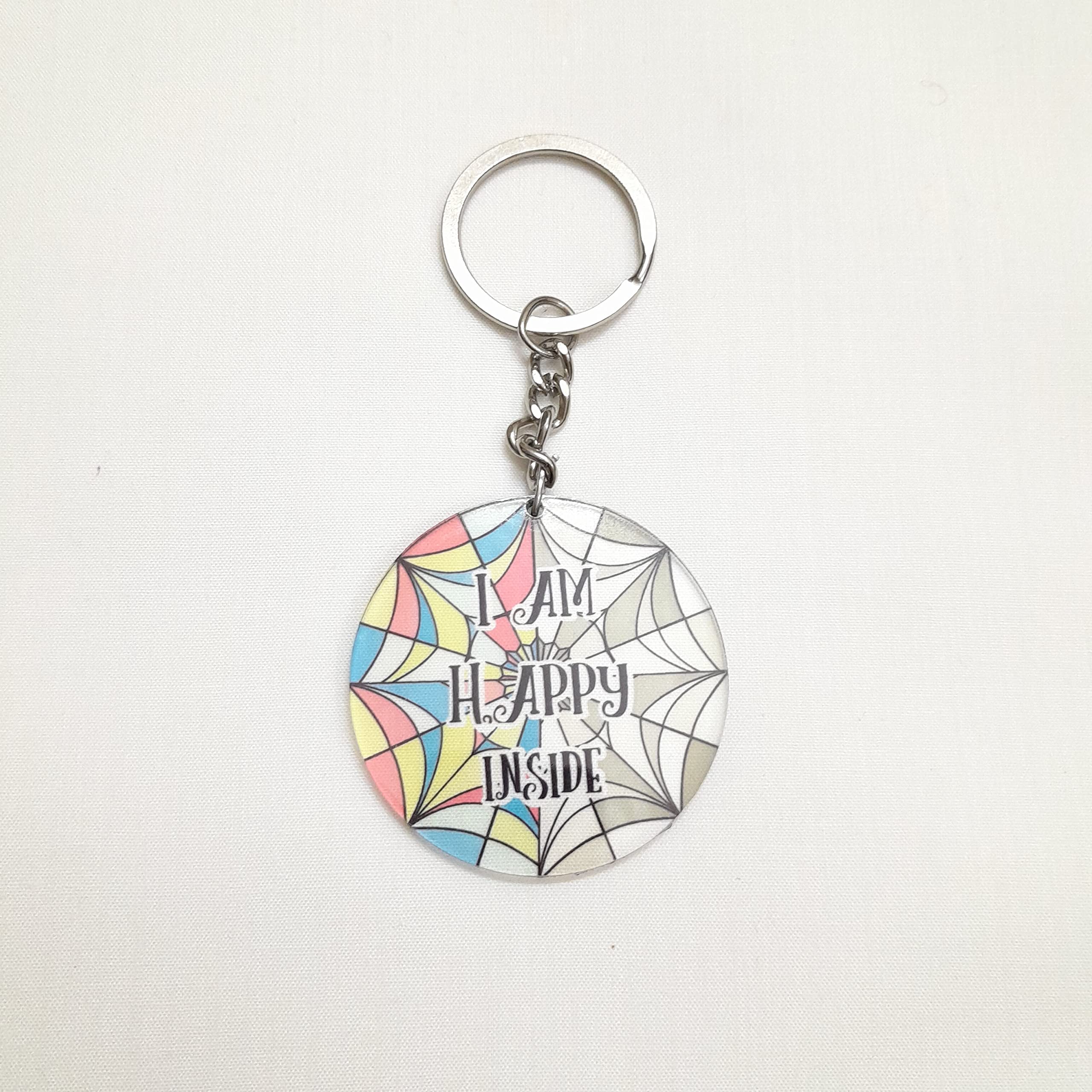 Wednesday Addams Theme Clear Acrylic Keychain | I am Happy Inside Quote