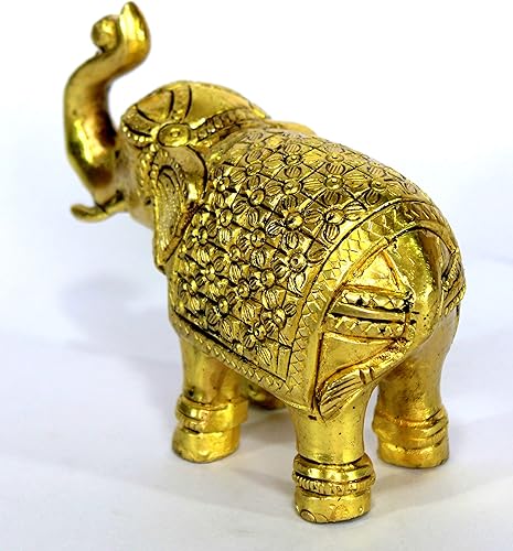 Miniatura 5 de eSplanade Elefante de latón  Ídolo de elefante maharajá hecho a mano para decoración (Laxmi Ganesh Elephant4.75 pulgadas)