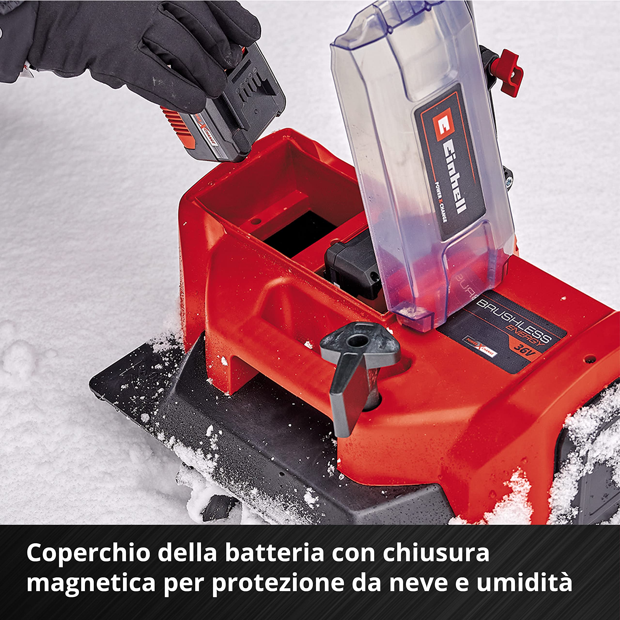 Einhell Fresa spazzaneve a batteria GE-ST 36/40 Li E-Solo Power X-Change (ioni di litio, 36 V, larghezza di lavoro 40 cm, altezza neve max. 20 cm, senza batterie e caricabatteria)