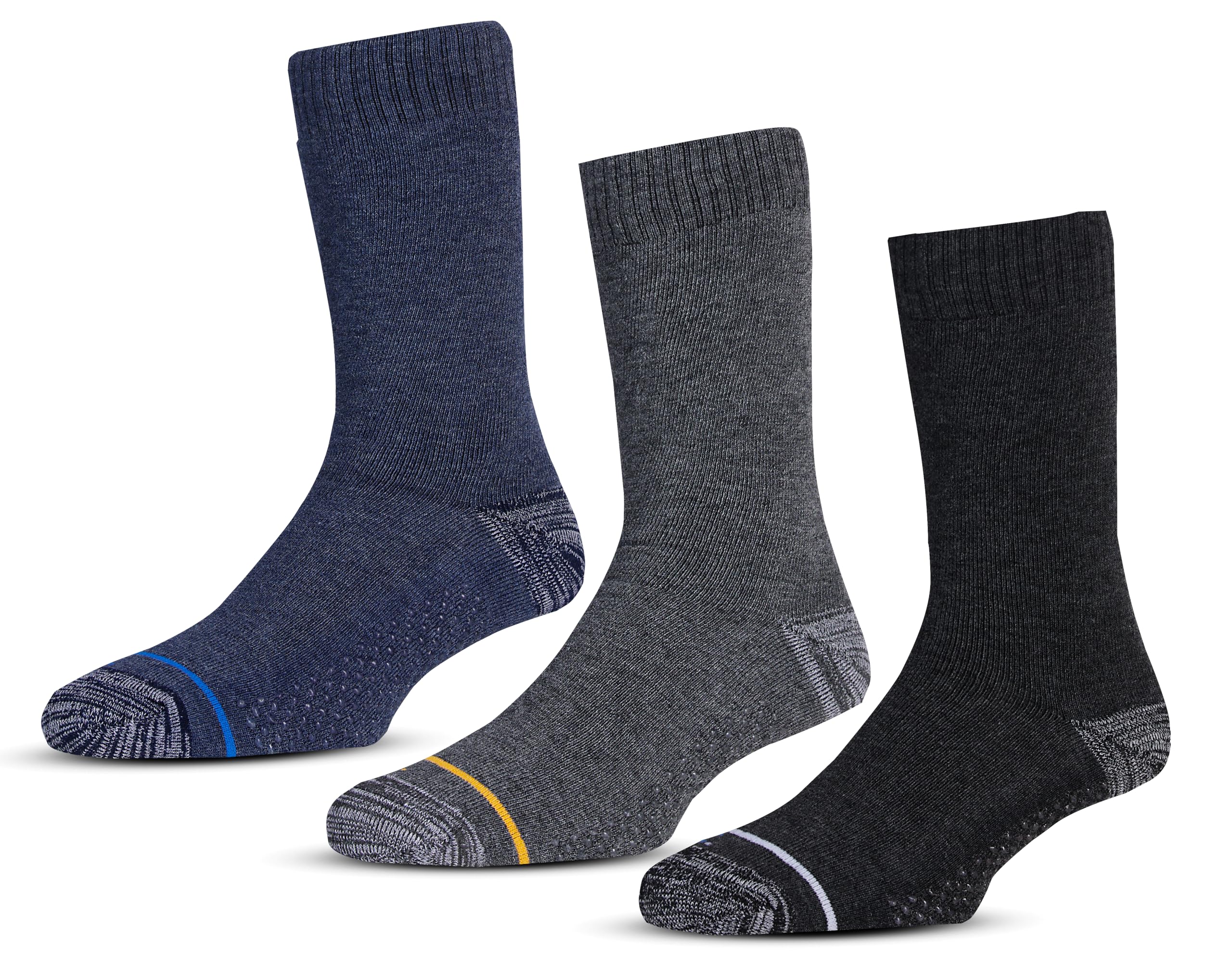 RC. ROYAL CLASSAnti-Slip Thermal Socks For Men Cushioned Towel Warm Winter Woolen Socks, Calf Length, Anti Skid Grip, Pack of 3 Pairs, Free Size, Multicolor