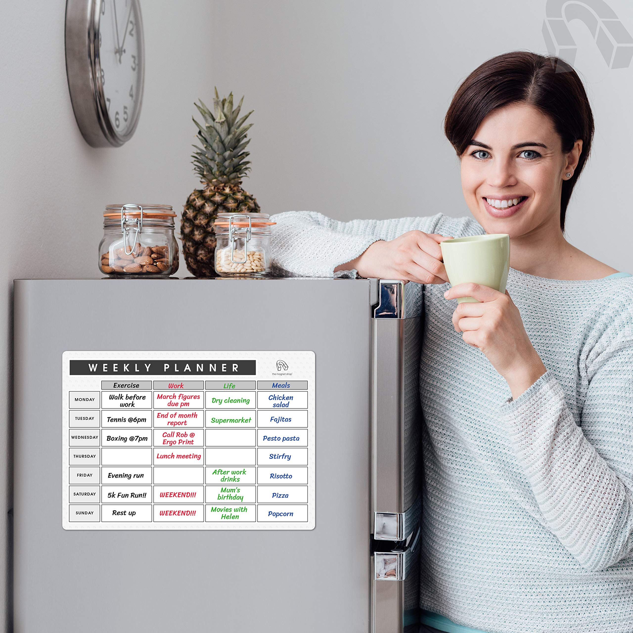 Agenda Hebdomadaire Magnétique A4 Effaçable – Tableau Blanc Semaine Familiale Ou Pro Avec 4 Stylos Aimantés