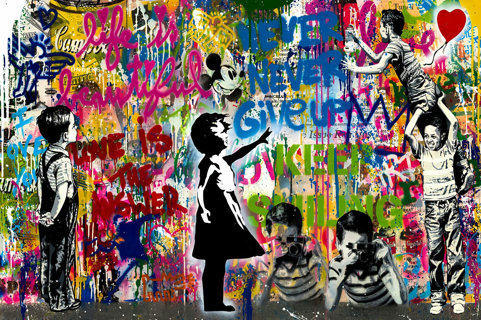 Cuadro De Lienzo Magic Canvas Art - Diseño Pop Art B8004 - 80x60 Cm - Impresión De Alta Calidad Hecha En Alemania Para Decoración De Pared