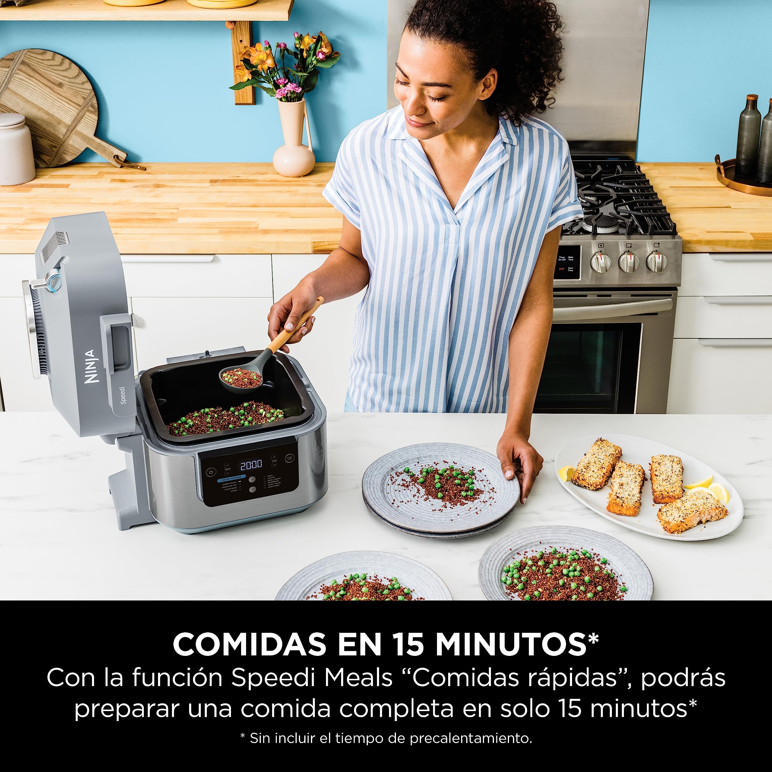 Ninja Speedi Olla Exprés Multifunción Rápida 10en1, Gris, ON400EU | Olla Eléctrica con Freidora Aire 5,7L, 10 en 1, sin Aceite, Horno, Cocción Lenta, al Vapor y Más, 4 Porciones en 15min