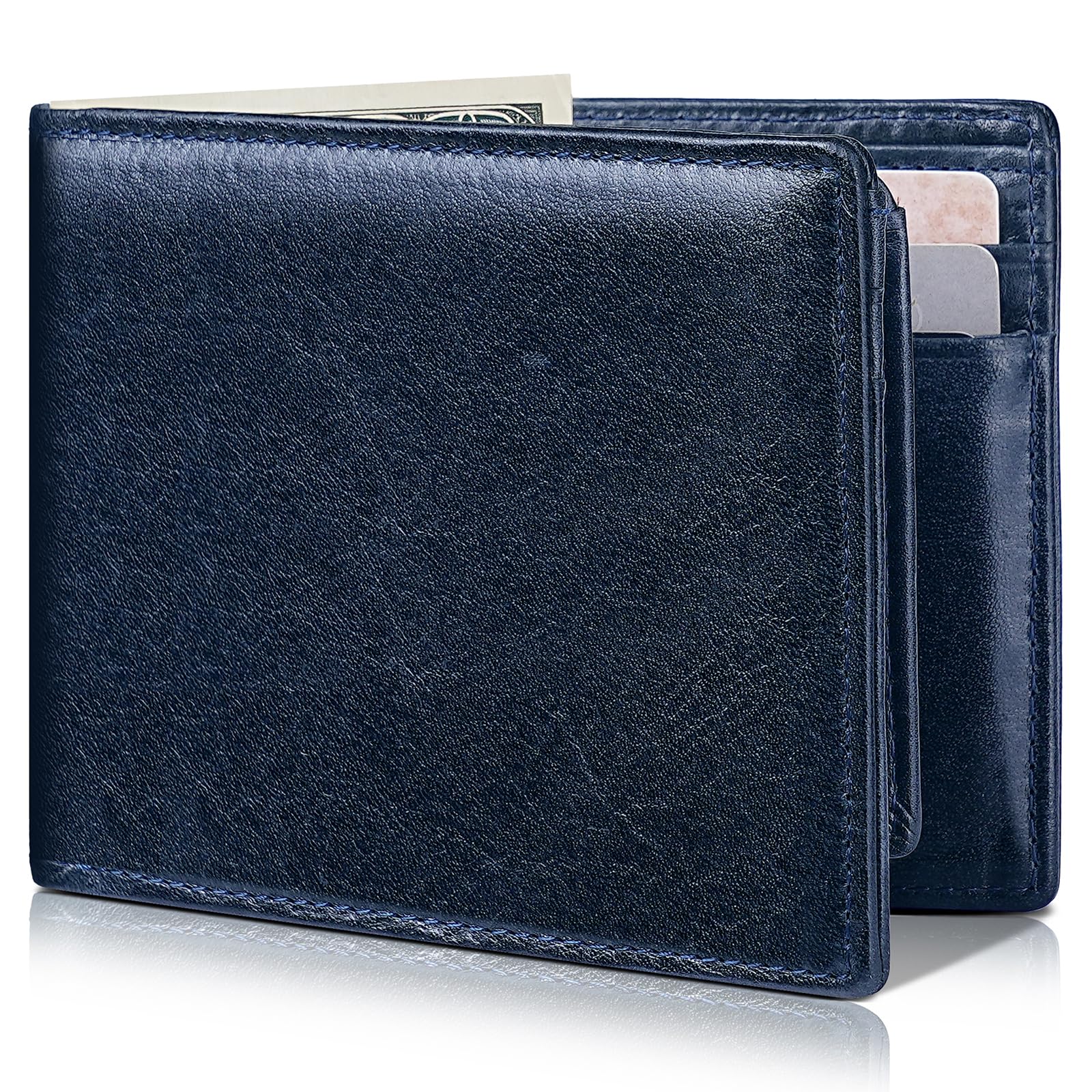 Artpaxy Mens Wallet Bifold Genuine Leather RFID Blocking Wallet for Men with 2 ID Windows 12 Card Holders 2 cash pockets 1 Gift Box