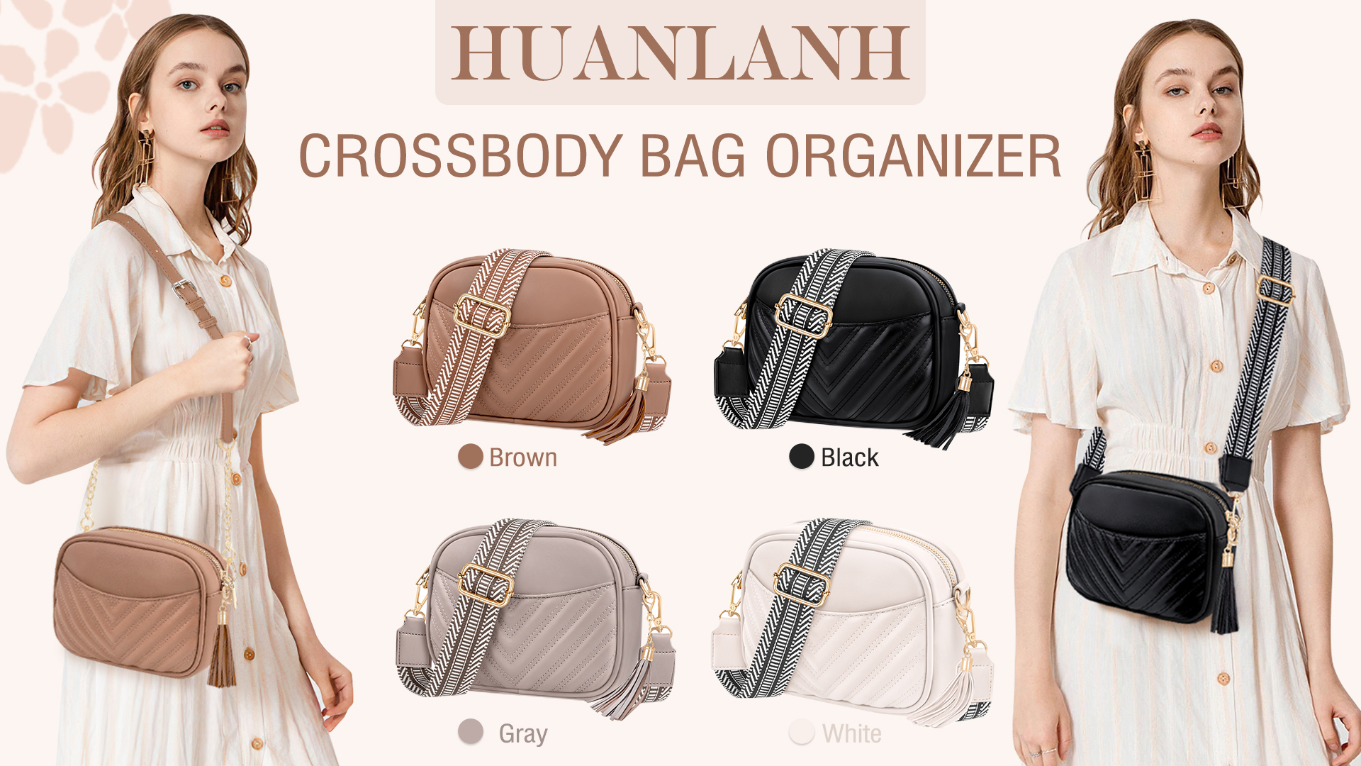 HUANLANG Quilted Crossbody Bag for Women Trendy Leather
