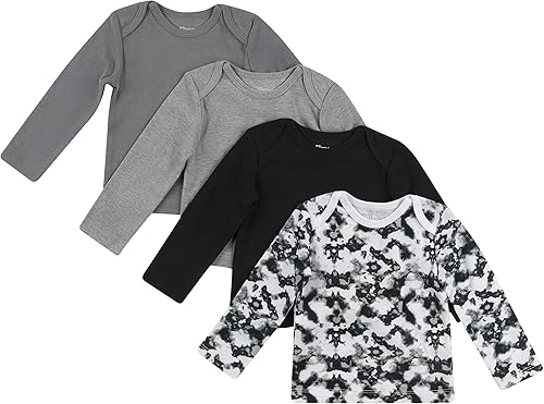 Hanes Camiseta interior de manga larga para bebés Flexy Soft de punto elástico en 4 direcciones suéter de hombro expandible para bebés y niños