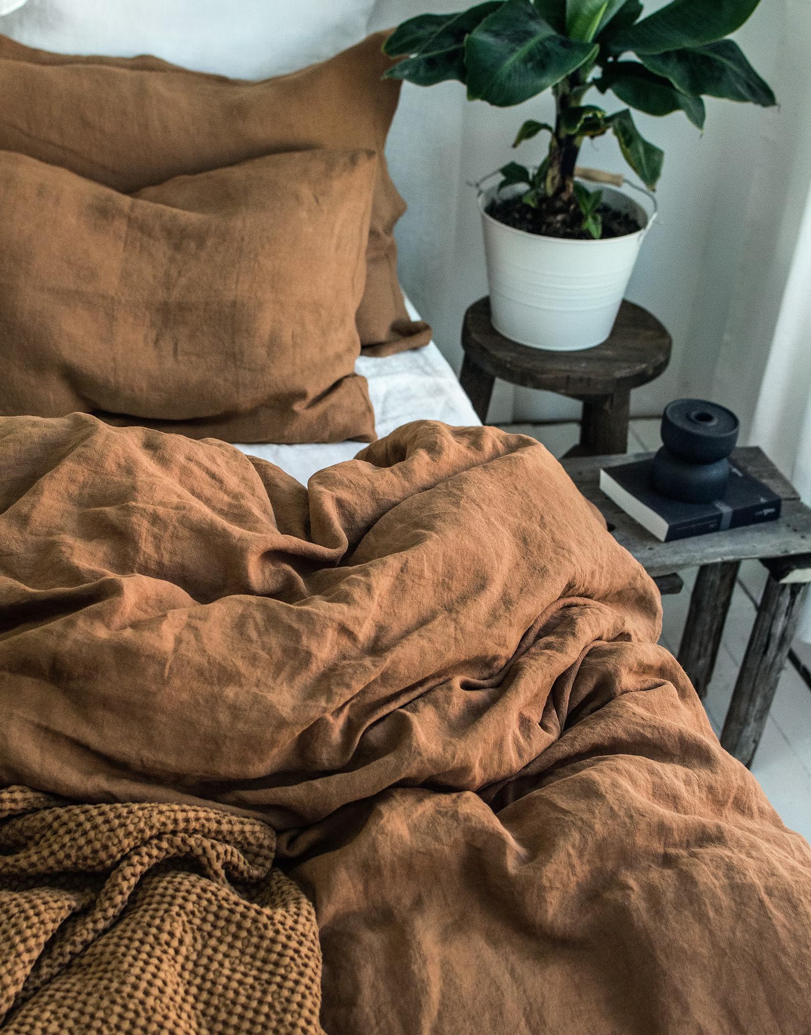 Amazon.com: Linen Bedding Set in Tobacco, Duvet Cover and 2 Pillowcases  Set, King, Queen, Twin, Full, Double, Single Size, Tobacco Brown Linen  Bedding (Full-80X90) : 居家與廚房