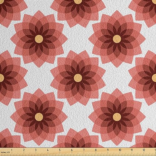 Miniatura 12 de Ambesonne Lattice Faux Suede Fabric by The Yard, Morocco Intricate Pattern Orient Influences, for Indoor Outdoor DIY Projects Upholstery, 2 Yards