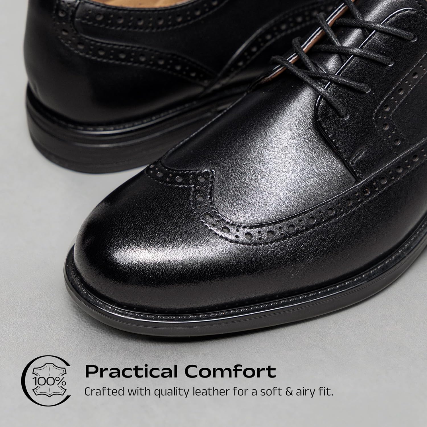 Bruno Marc Men's Brogue Wingtip Oxfords, Full Grain Leather Dress Shoes Flexible Forefoot for Work & Business Comfort Lightweight Lace Classic Formal Shoes - Image 4