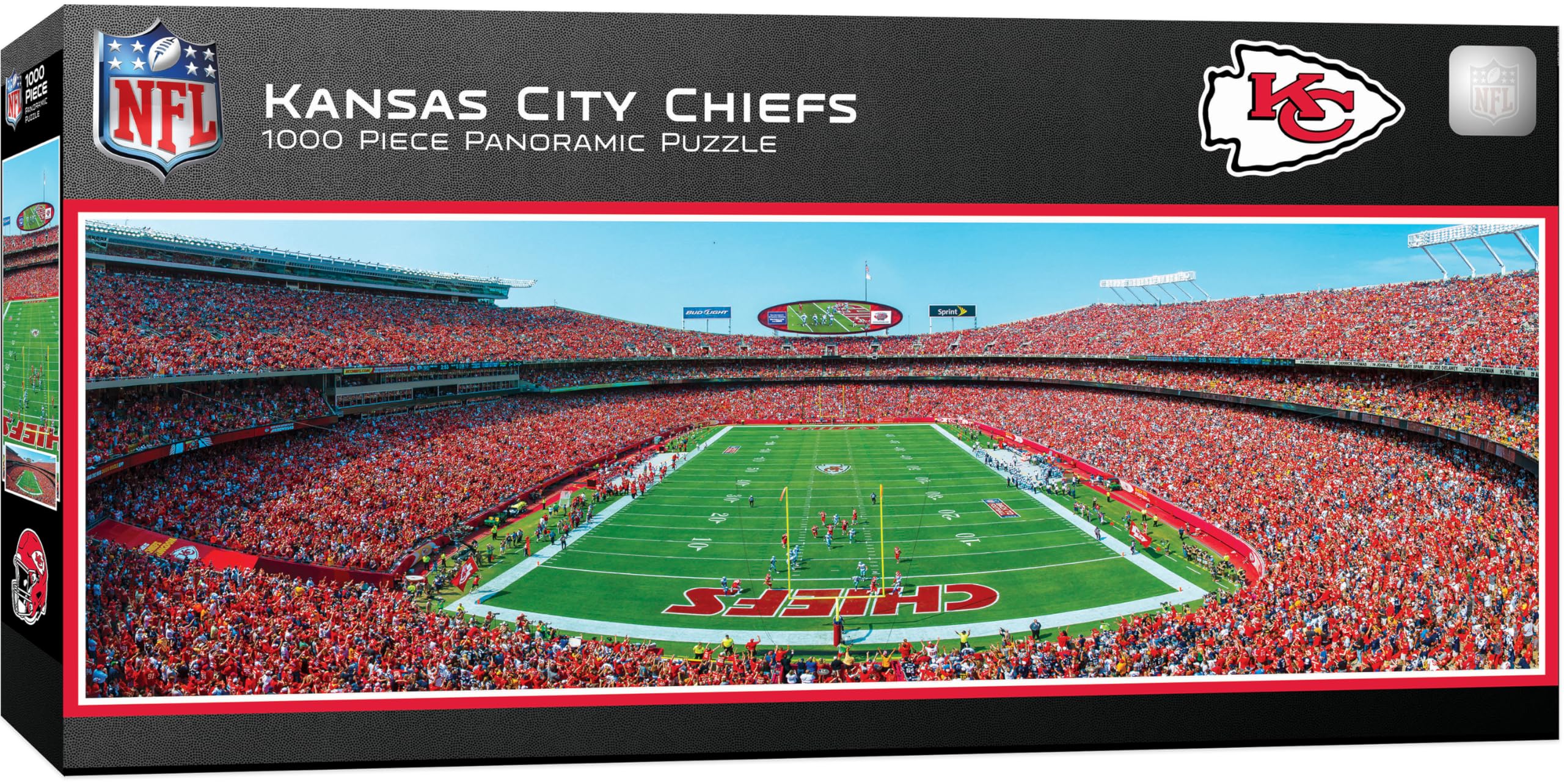 Masterpieces 1000-teiliges Sport-Puzzle – NFL Kansas City Chiefs Endzone View Panorama – 33 x 99,1 cm