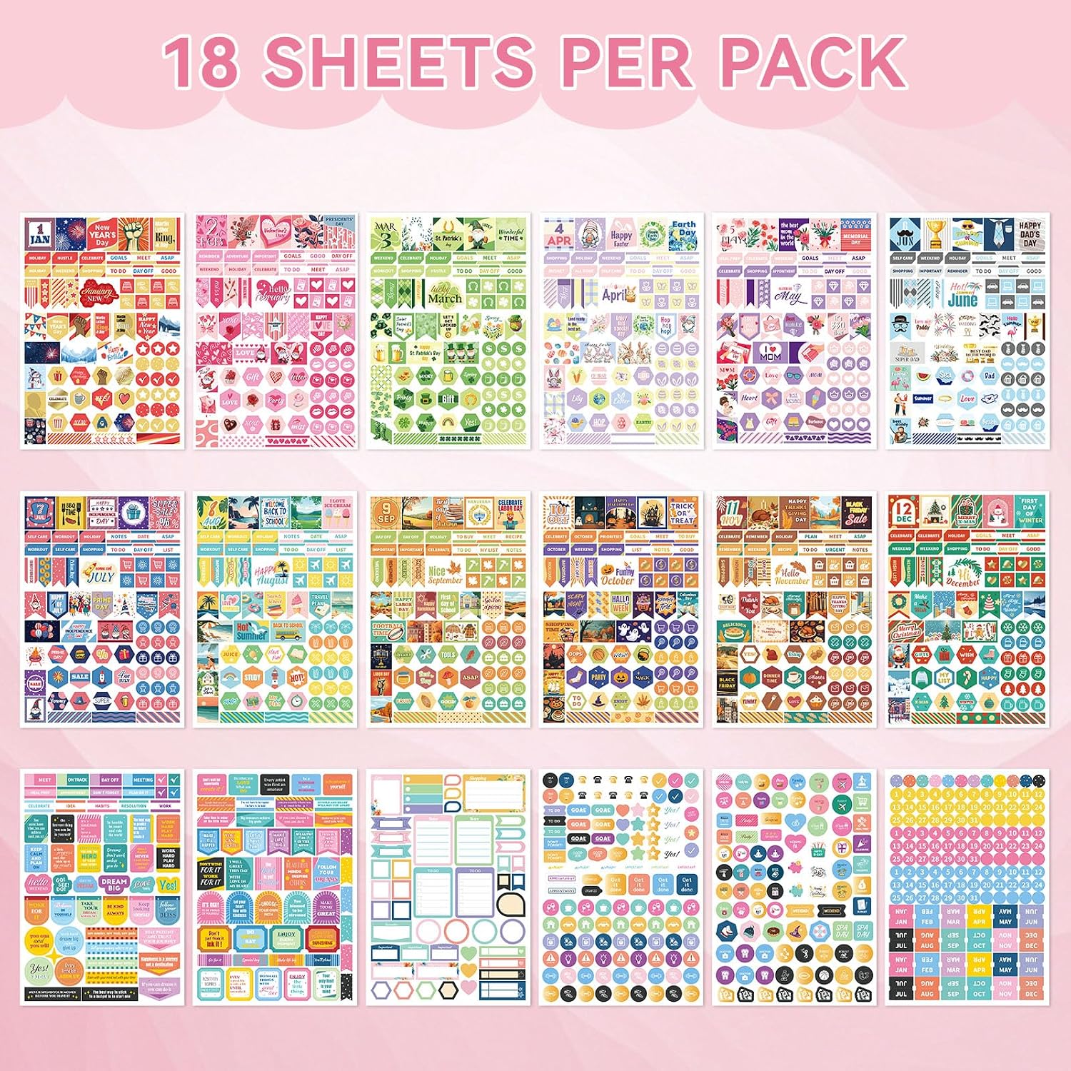 Ospelelf Planner Stickers, 18 Sheets Monthly Australia | Ubuy