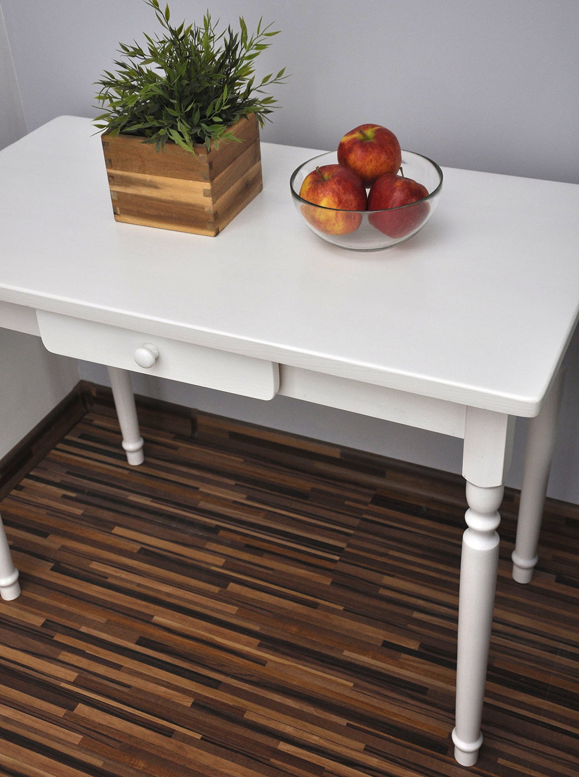 Magnetic Mobel Esstisch mit Schublade Küchentisch Tisch Restaurant Massiv Holz Weiß (60x100 cm) Küche, Haushalt & Wohnen