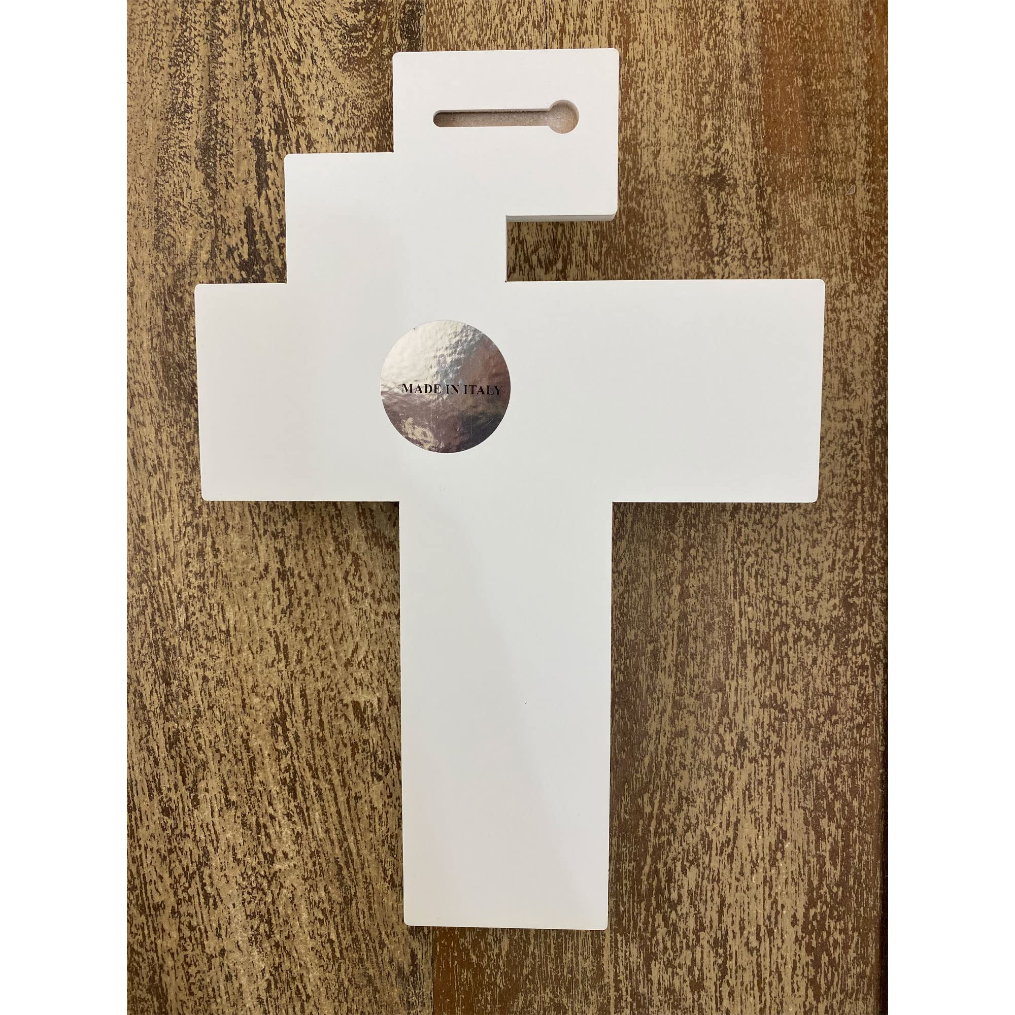 Crocifisso Moderno Bianco Nocciola 42x30 cm Argento