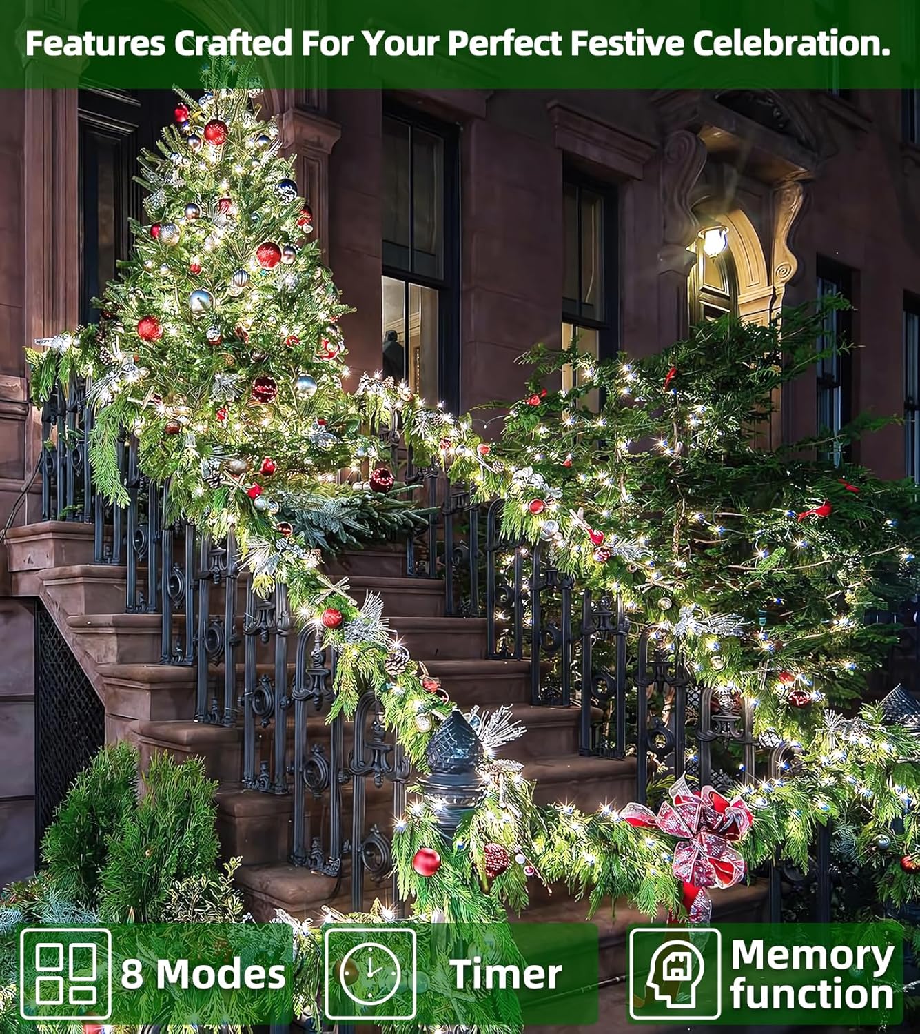 1500 LED Chrstmas String Lights, 492FT Super Long Christmas Lights with 8 Modes, Christmas Tree Lights with Timer Memory for Indoor Outdoor Tree Fence Garden Xmas Wedding Party Decor Cool White