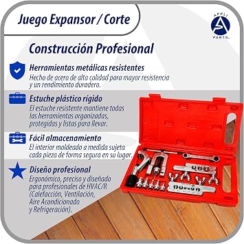 Appli Parts APT-FT278 Flaring and Swage Tool kit for Copper, Plastic, Aluminum Pipe and Other Soft Metal Tube with Cutter and Ratchet Wrench for HVAC and Other Applications