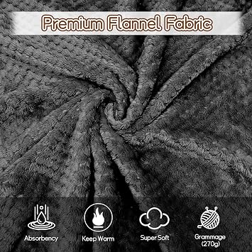 4 Pack Fleece Throw Blankets 50x60 Inches - Oeko-Tex Certified 100, 270 GSM Ultra Soft Plush for Bed, Couch and Cozy Gifts. 3D Waffle Texture, No Shedding No Pilling All Season (Black)