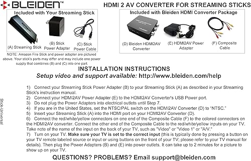 Miniatura 3 de Convertidor HDMI a AV compuesto para Amazon Fire Streaming Stick: use Amazon Fire Streaming Stick con televisores más antiguos que tengan entradas