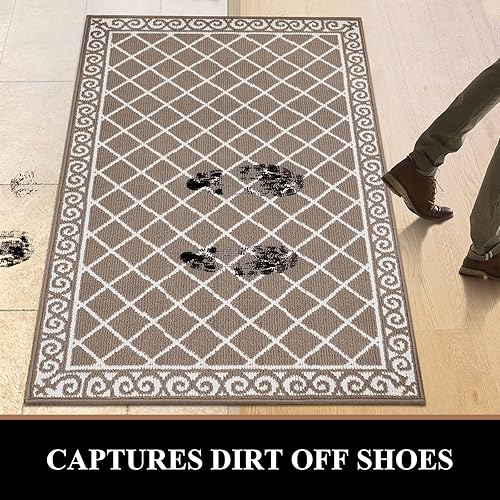 Miniatura 162 de HEBE Tapete para puerta interior, 20 x 32 pulgadas, antideslizante, para puerta delantera, lavable, atrapador de suciedad para entrada, tapete