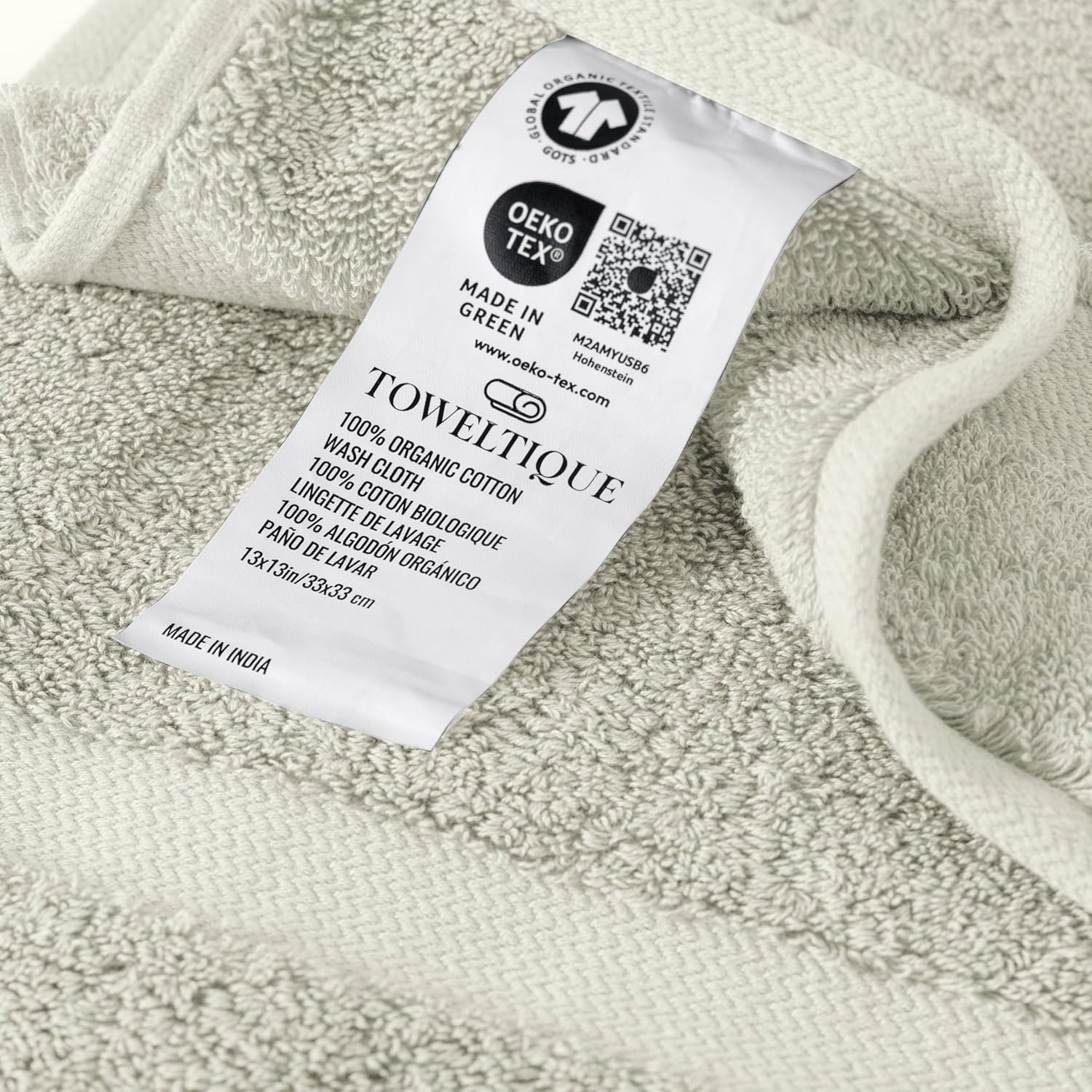 Pack of 4 Organic Cotton Hand Towels - Light Gray