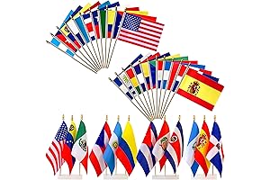 22 banderas de todos los paises latinos en palito de madera