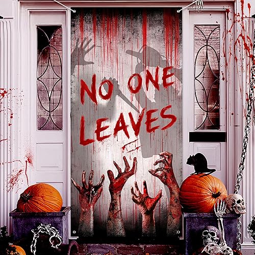 Halloween Bloody Door Cover Decorations Creepy Cloth for Haunted House,Front