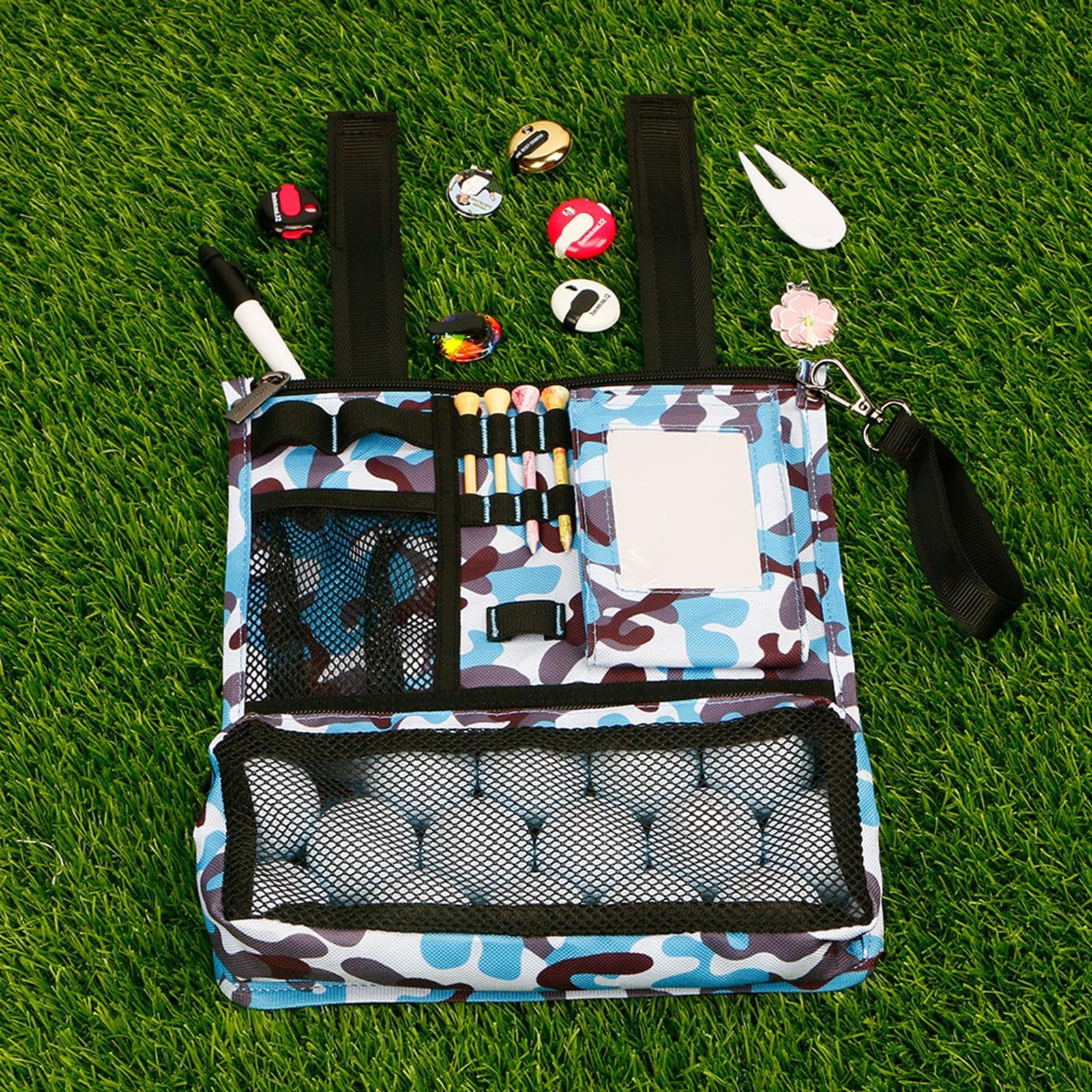 Custodia per borsa per palline da golf, custodia per borsa per da golf - Borsa per oggetti di valore con cerniera | borsa da golf per tee, organizer per sacca da golf, borsa pieghevole con m