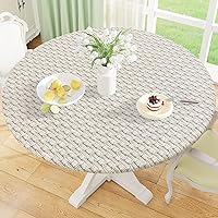 Vista 33 de Misaya - Mantel redondo ajustable con borde elástico, 100% impermeable y resistente al aceite, mantel de plástico con respaldo de franela de vinilo